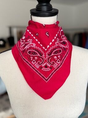 Red Paisley Bandana Scarf 100% Cotton